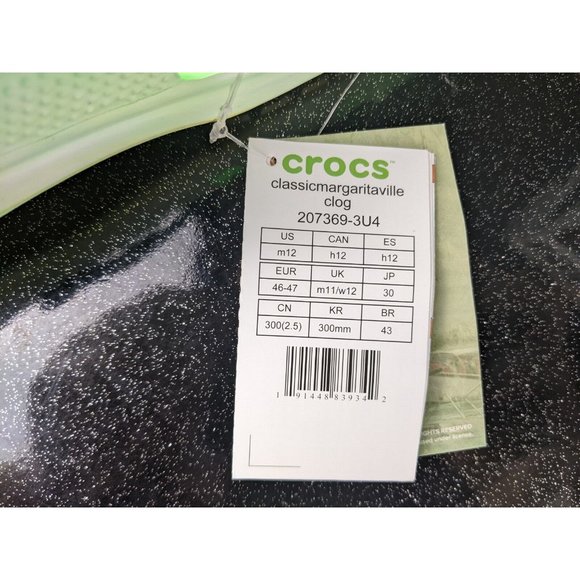 Crocs x Margaritaville Classic Clog  Lime Salt Men\'s Size 12 NEW